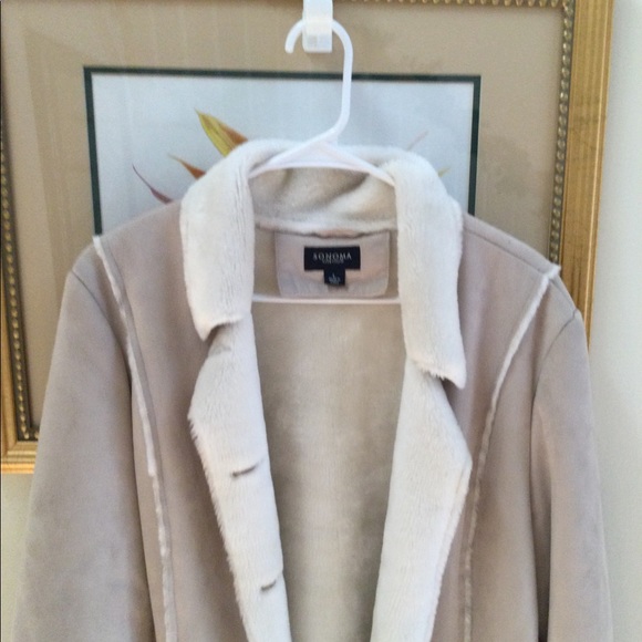 Cream Sonoma suede fleece coat size large - Picture 5 of 8